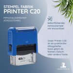 ختم شخصي صغير كولوب C20، أزرق ،ذاتي الحبر،ختم بالاسم والتوقيع، و مسمى وظيفة ، مقاس 37 × 13 مم